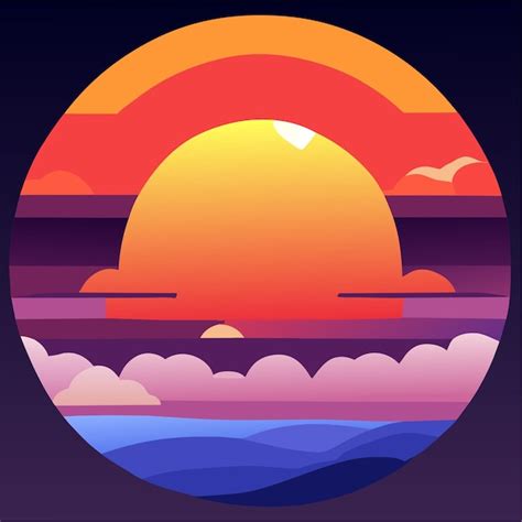 Premium Vector | Cartoon sunset or sunrise gradient sky with clouds and sun