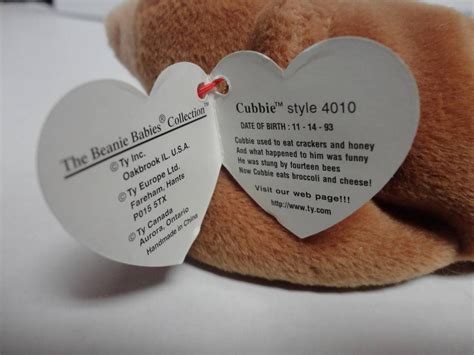 TY Beanie Baby Cubbie the Bear Style in Swing tag with PVC pellets and ...