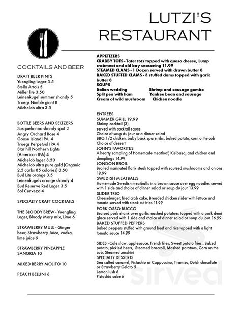 Lutzi's Courtyard Cafe menus in Easton, Pennsylvania, United States