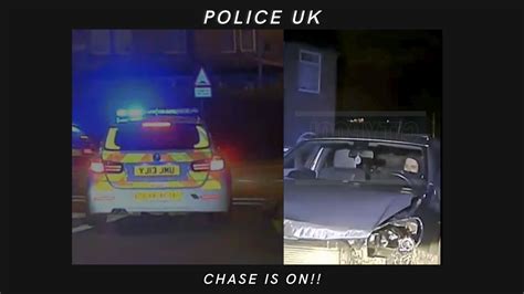 police uk: chase is on after car crash into police - YouTube