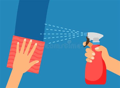 Surface Cleaning In House. Cleaning With Spray Detergent. Stock Vector - Illustration of ...