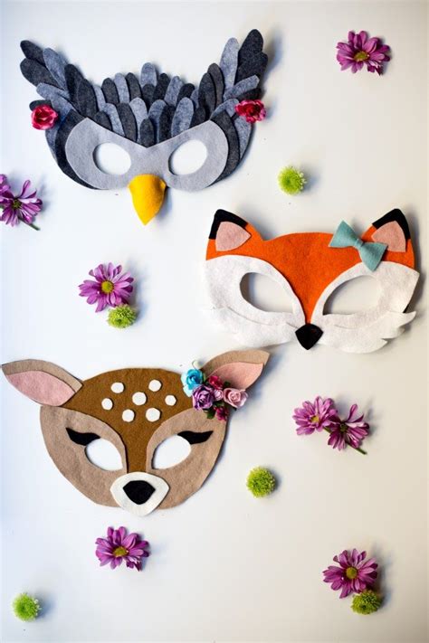 No-Sew Free Felt Animal Mask Patterns | Felt animal masks, Felt crafts ...