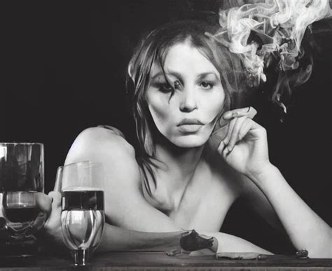 the smoking woman on the bar table with wisky glass, | Stable Diffusion ...