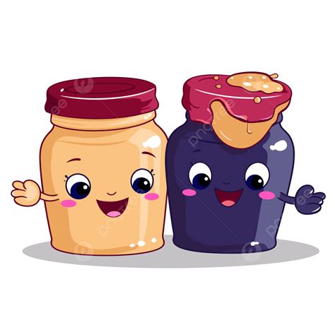 Cute Peanut Butter And Jelly Clipart Two Small Jars Of Jam With Cartoon ...