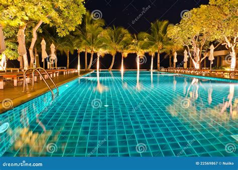 Night Views of Swiming Pool Stock Image - Image of reflection, pool: 22569867