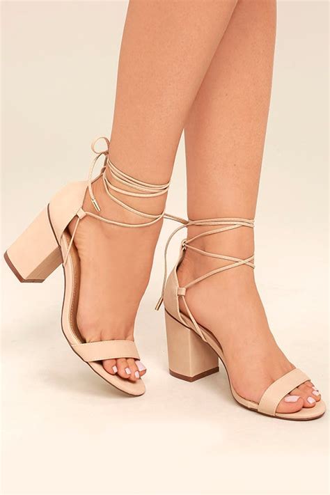 Beige Heels - Lace-Up Heels - Vegan Leather Heels - $38.00 - Lulus