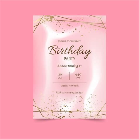 Elegant pink birthday invitation template | Free Vector