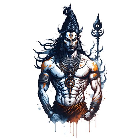 Lord Shiva With Trishul Design Watercolor Effect, Lord Shiva, Trishul ...