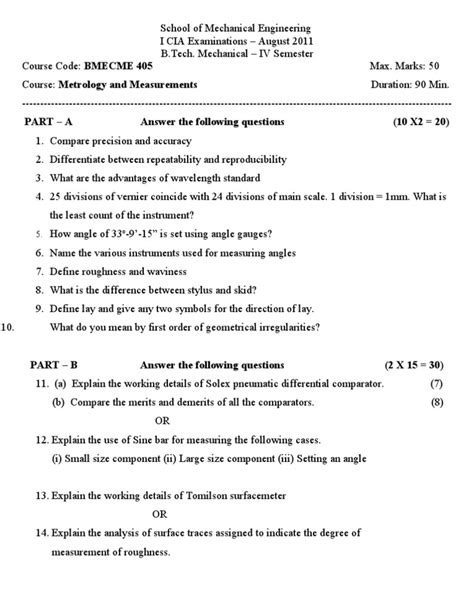 CIA Question Paper Template