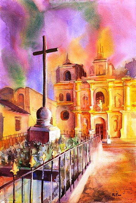 Church in Antigua Guatemala Art Antigua painting Watercolor | Etsy