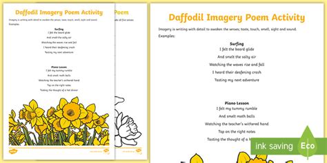 Daffodil Poem Imagery Writing Activity | Primary Resources