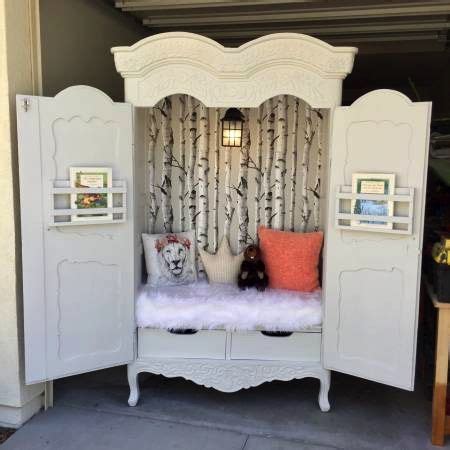 upcycled armoire - I love this Narnia inspired reading nook! | Baby room decor, Redo furniture ...