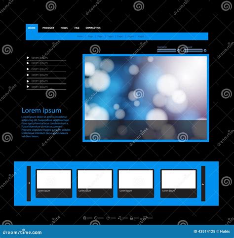 Blue Website Template stock illustration. Illustration of webdesign ...