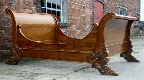 Antiques Atlas - Huge French Cherry Wood Sleigh Bed King Size