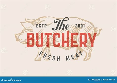 Butcher shop vintage logo stock vector. Illustration of seal - 109553215