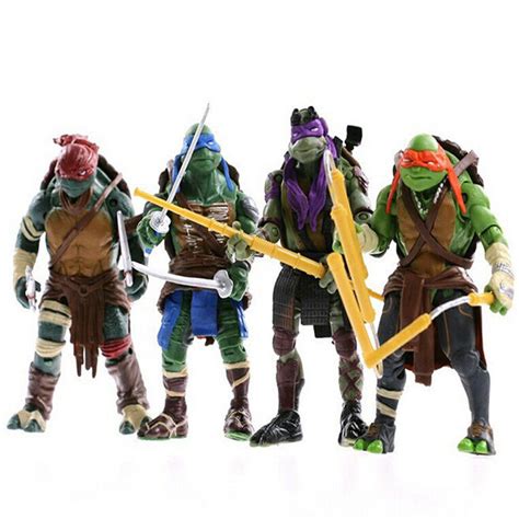 4PCS TMNT Teenage Mutant Ninja Turtles Action Figures Anime Movie Toys ...