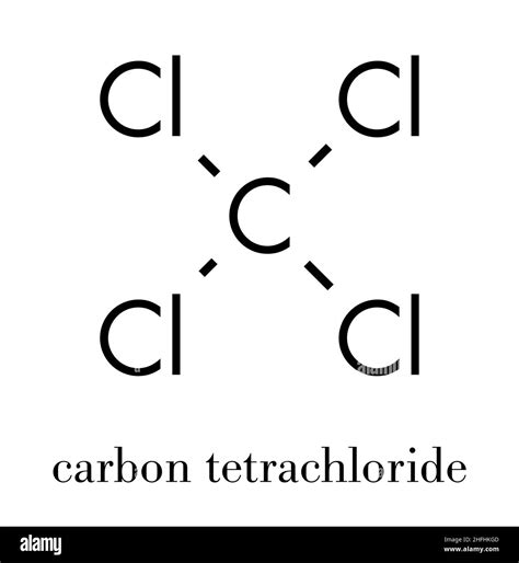 Carbon tetrachloride (tetrachloromethane) solvent molecule. Skeletal ...