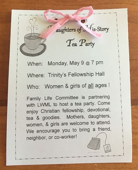 Women's Fellowship Tea Party Invitation | Tea party activities, Church ...