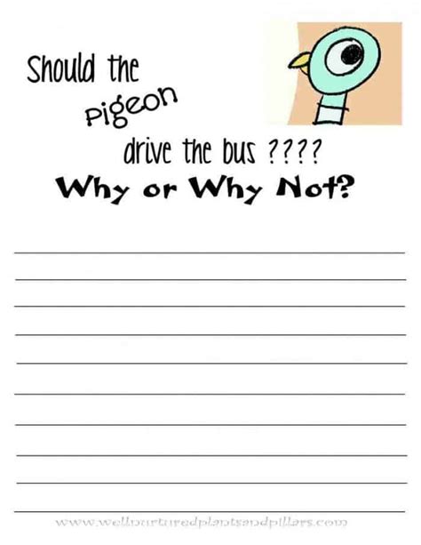 Free Don't Let the Pigeon Drive the Bus Writing Prompt Printable ...