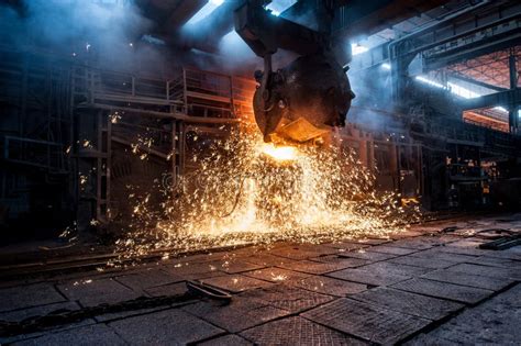 Pouring of Liquid Metal in Open-hearth Furnace Stock Photo - Image of melt, fume: 88784486