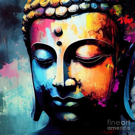 Buddha Face Painting 10 Painting by Mark Ashkenazi - Fine Art America