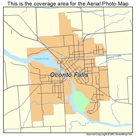 Aerial Photography Map of Oconto Falls, WI Wisconsin