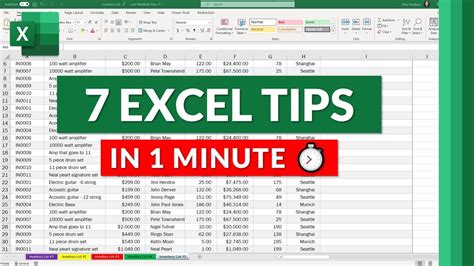 7 Microsoft Excel Tips in 1 minute ⏱ Learn useful MS Excel tricks quickly in 2021 #shorts