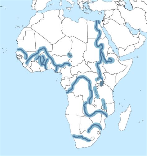 Map of Africa with Rivers & Lakes Printable PDF