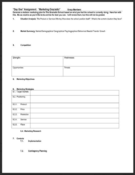 One-page marketing plan template | Download Scientific Diagram