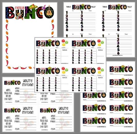 Fiesta Bunco Printable Set Cinco de Mayo Bunco Score Cards & | Etsy ...