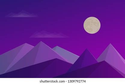 Mountains Blue Sky Clouds Moon Evening Stock Vector (Royalty Free ...