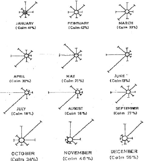 Wind rose diagram of Bhilai region during March' 2005February' 2006 ...