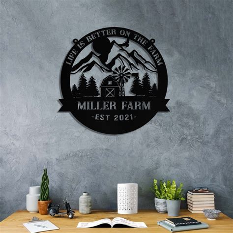 Metal Farm Sign Barn Monogram, Custom Outdoor Farmhouse, Front Gate, Wall Decor Gift | Nalaprint