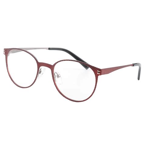 Women Stainless Steel Metal Eyeglasses Rivet and Round Full Rim Optical ...