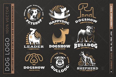 Dog logo set on Yellow Images Creative Store