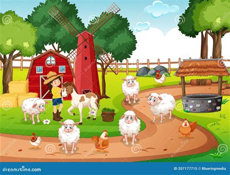 Old MacDonald in a Farm Nursery Rhymes Scene Stock Vector - Illustration of cartoon, living ...
