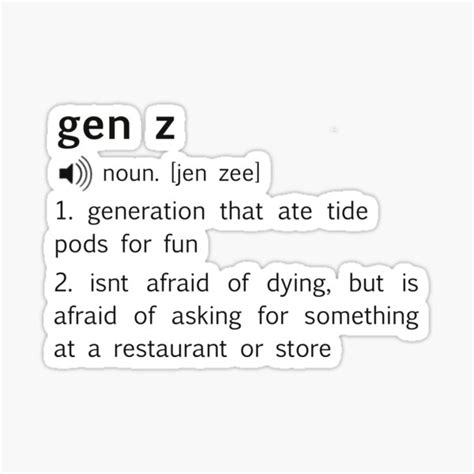 "gen z definition" Sticker for Sale by bybrianna | Redbubble