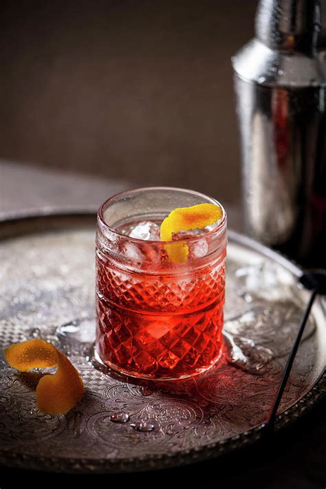 Negroni Cocktail vermouth, Gin And Campari With Orange Zest Photograph by Magdalena Hendey ...