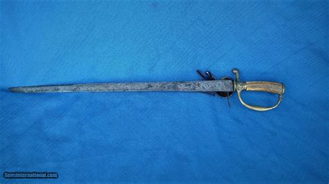 FLINTLOCK PISTOL ON SHORT SWORD 18TH CENTURY ORIGINAL