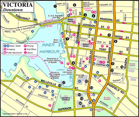 Map of Victoria Downtown, Vancouver Island - British Columbia Travel ...