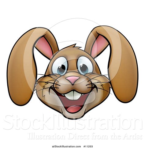 Vector Illustration of a Cartoon Happy Brown Easter Bunny Rabbit Face by AtStockIllustration ...