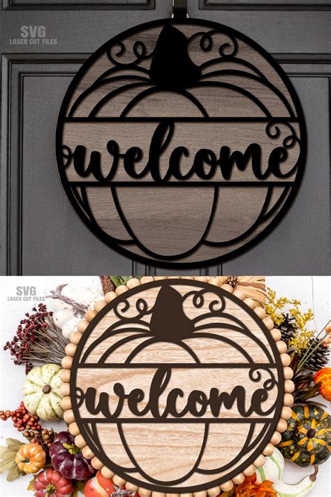 Fall Welcome Sign SVG Laser Cut Files | Pumpkin SVG