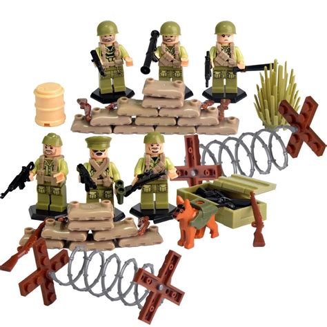 World War II Series Mini Action Figures US Army Blocks with Battlefield Accessories legoing Set ...