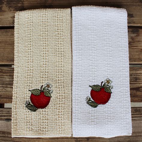 24″x15″ Cotton Kitchen Towel with Decorative Embroidery