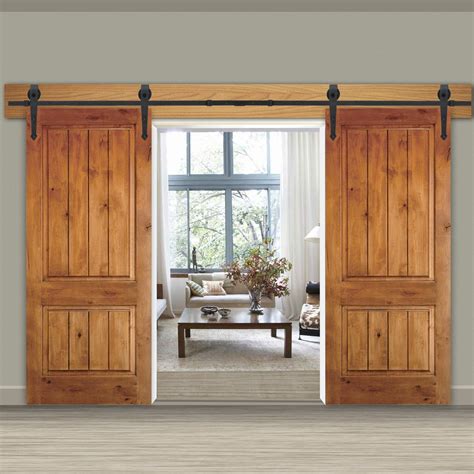 Zeny 12Ft Double Door Sliding Barn Door Hardware Kit - Smoothly and Quietly -Easy to Install ...