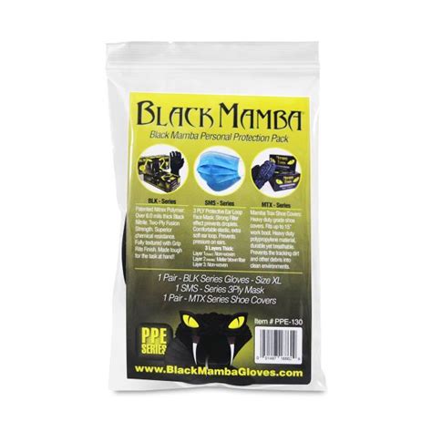 Black Mamba PPE Kit with Goves, Mask, Shoe Covers | HTG Supply