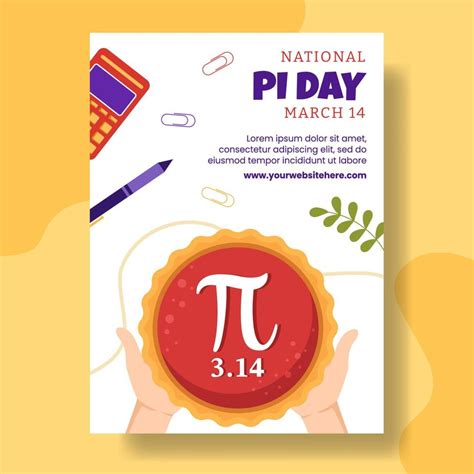 World Pi Day Vertical Poster with Mathematical Constants or Baked Sweet Pie Flat Cartoon Hand ...