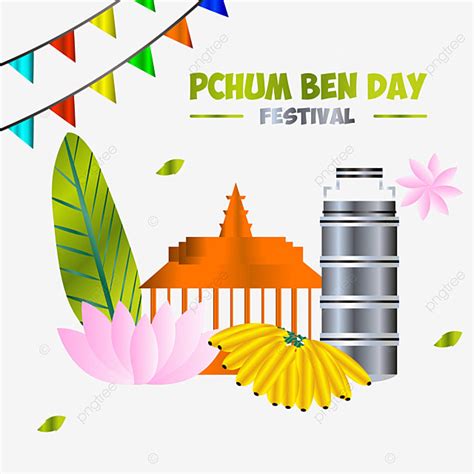 Pchum Ben Vector PNG Images, Celebration Pchum Ben Day Design With Temple Foods, Pchumben, Day ...