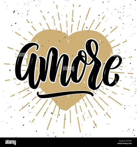 Amore. Hand drawn motivation lettering quote. Design element for poster ...