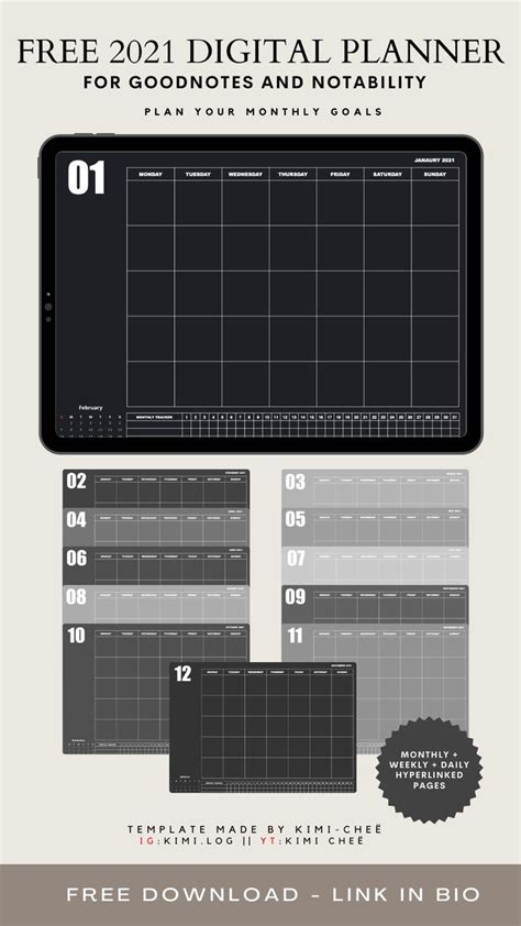 FREE Digital Planner 2021, Ipad planner, Goodnotes planner, Notability planner, tablet planner ...